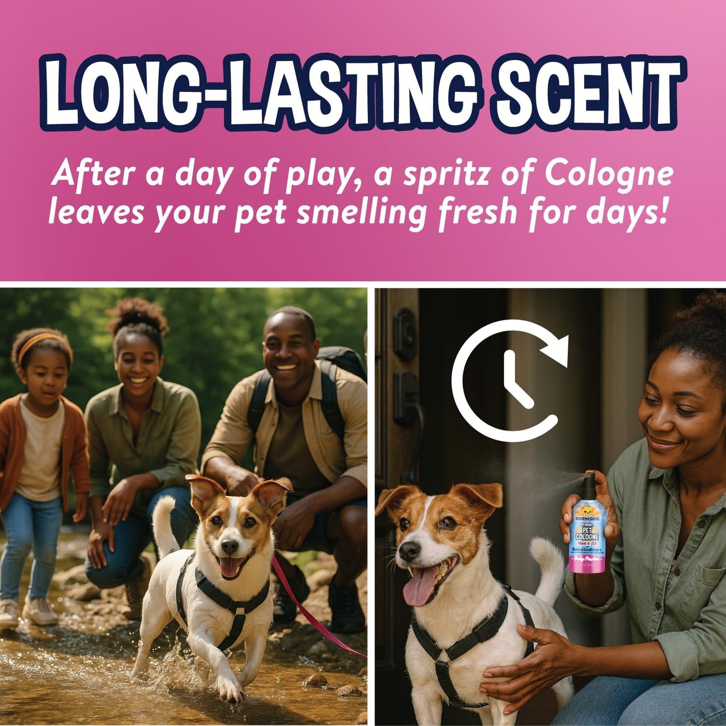 Natural Dog Cologne | Premium Scented Deodorizing Body Spray for Dogs & Cats | Neutralizes Strong Odors with Natural Dog Conditioner | Made in USA (Baby Powder, 4 Fl Oz)